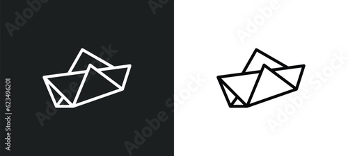 paper boat icon isolated in white and black colors. paper boat outline vector icon from user interface collection for web, mobile apps and ui.