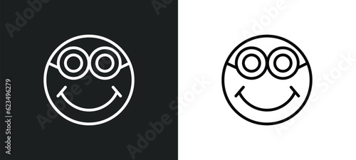 nerd smile icon isolated in white and black colors. nerd smile outline vector icon from user interface collection for web, mobile apps and ui.