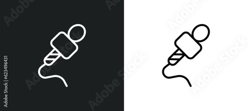 mic interface icon isolated in white and black colors. mic interface outline vector icon from user interface collection for web, mobile apps and ui.