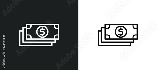 dollar bills stack icon isolated in white and black colors. dollar bills stack outline vector icon from user interface collection for web, mobile apps and ui.