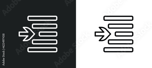 indent icon isolated in white and black colors. indent outline vector icon from user interface collection for web, mobile apps and ui. photo