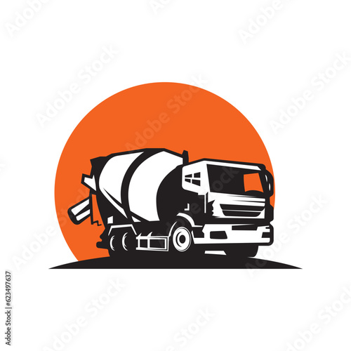 Concrete Mixer Truck Construction Logo Vector Template