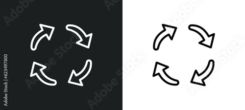 rotating arrows icon isolated in white and black colors. rotating arrows outline vector icon from user interface collection for web, mobile apps and ui.