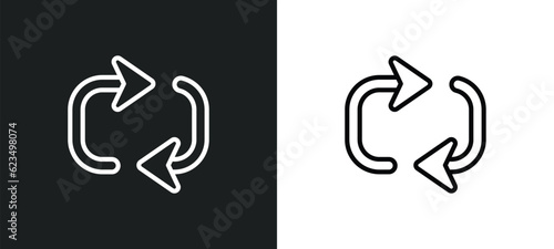 looping arrows icon isolated in white and black colors. looping arrows outline vector icon from user interface collection for web, mobile apps and ui.