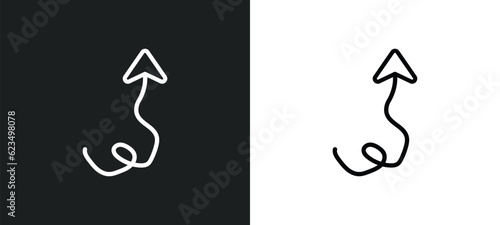 up arrow with scribble icon isolated in white and black colors. up arrow with scribble outline vector icon from user interface collection for web, mobile apps and ui.