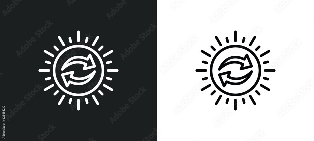 Fototapeta premium solar recycle icon isolated in white and black colors. solar recycle outline vector icon from user interface collection for web, mobile apps and ui.
