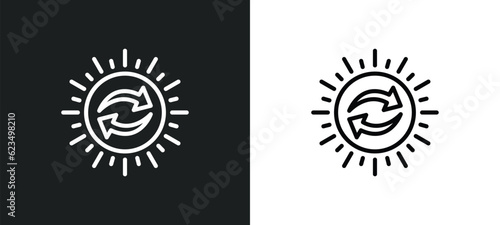 solar recycle icon isolated in white and black colors. solar recycle outline vector icon from user interface collection for web, mobile apps and ui.