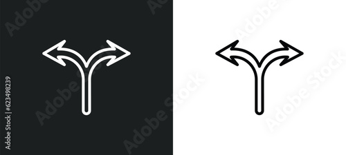 bifurcation icon isolated in white and black colors. bifurcation outline vector icon from user interface collection for web, mobile apps and ui.