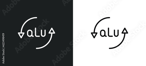 alu icon isolated in white and black colors. alu outline vector icon from user interface collection for web, mobile apps and ui.