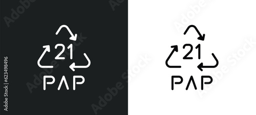 21 pap icon isolated in white and black colors. 21 pap outline vector icon from user interface collection for web, mobile apps and ui.