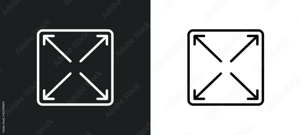 expand button icon isolated in white and black colors. expand button outline vector icon from user interface collection for web, mobile apps and ui. expand button icon isolated in white and black colors. expand button outline vector icon from user interface collection for web, mobile apps and ui.