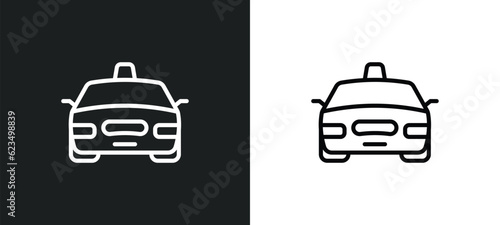 taxi icon isolated in white and black colors. taxi outline vector icon from transportation collection for web, mobile apps and ui.
