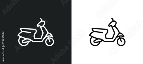 scooter icon isolated in white and black colors. scooter outline vector icon from transportation collection for web, mobile apps and ui.