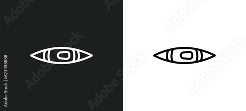 kayak icon isolated in white and black colors. kayak outline vector icon from transportation collection for web, mobile apps and ui.