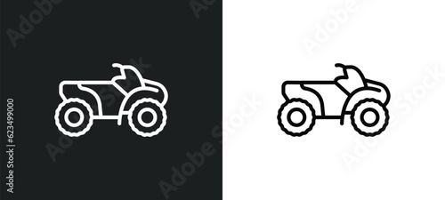 all terrain vehicle icon isolated in white and black colors. all terrain vehicle outline vector icon from transportation collection for web, mobile apps and ui.