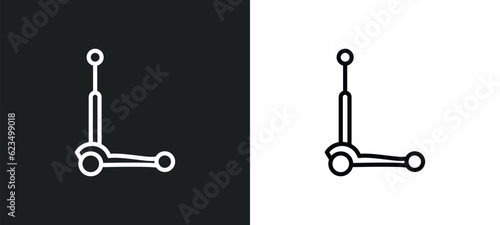micro scooter icon isolated in white and black colors. micro scooter outline vector icon from transportation collection for web, mobile apps and ui.
