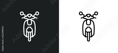 scooter front view icon isolated in white and black colors. scooter front view outline vector icon from transportation collection for web, mobile apps and ui.