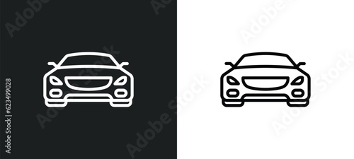 Fototapeta Naklejka Na Ścianę i Meble -  car frontal view icon isolated in white and black colors. car frontal view outline vector icon from transportation collection for web, mobile apps and ui.
