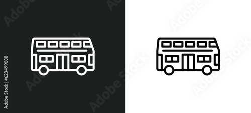 double decker bus icon isolated in white and black colors. double decker bus outline vector icon from transportation collection for web, mobile apps and ui.