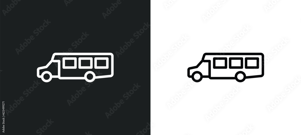 airport shuttle icon isolated in white and black colors. airport shuttle outline vector icon from transportation collection for web, mobile apps and ui. airport shuttle icon isolated in white and black colors. airport shuttle outline vector icon from transportation collection for web, mobile apps and ui.
