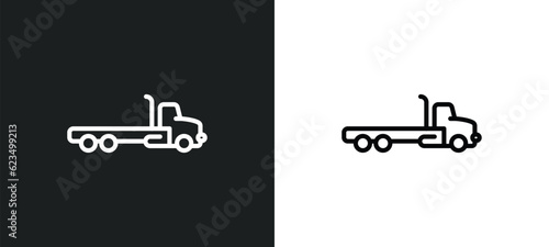 flatbed lorry icon isolated in white and black colors. flatbed lorry outline vector icon from transportation collection for web, mobile apps and ui. photo