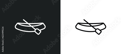 dugout canoe icon isolated in white and black colors. dugout canoe outline vector icon from transportation collection for web, mobile apps and ui.