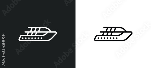yacht icon isolated in white and black colors. yacht outline vector icon from transportation collection for web, mobile apps and ui.