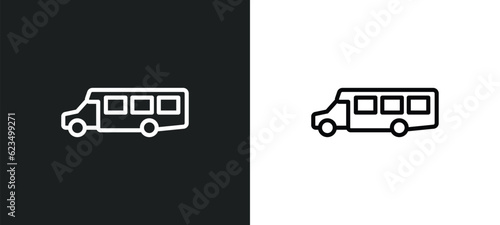 airport shuttle icon isolated in white and black colors. airport shuttle outline vector icon from transportation collection for web, mobile apps and ui.