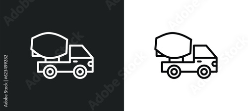 cement truck icon isolated in white and black colors. cement truck outline vector icon from transportation collection for web, mobile apps and ui.