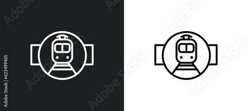 tram stop label icon isolated in white and black colors. tram stop label outline vector icon from transport collection for web, mobile apps and ui.