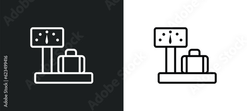 airport checking icon isolated in white and black colors. airport checking outline vector icon from transport collection for web, mobile apps and ui.