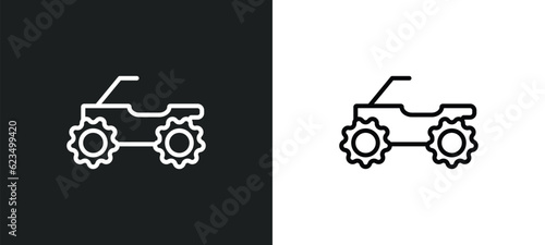 quad bike icon isolated in white and black colors. quad bike outline vector icon from transport collection for web, mobile apps and ui.