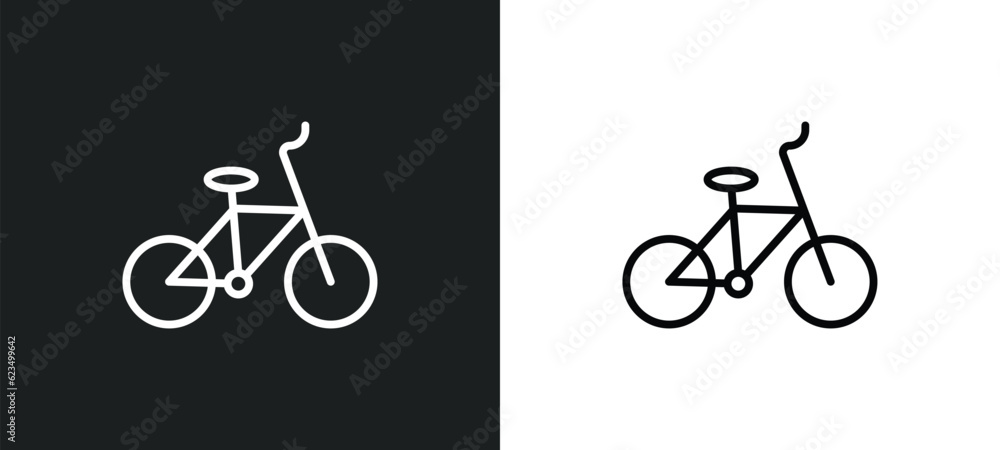 Fototapeta premium bicycle side view icon isolated in white and black colors. bicycle side view outline vector icon from transport collection for web, mobile apps and ui.