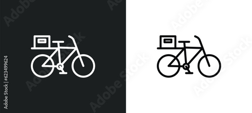 delivery bike icon isolated in white and black colors. delivery bike outline vector icon from transport collection for web, mobile apps and ui.
