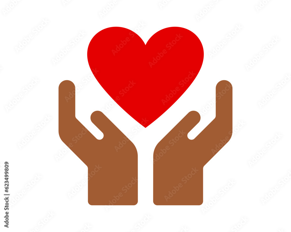 Handle with care icon. Hands hold heart symbol. Vector holding red heart illustration. Handle with care icon. Hands hold heart symbol. Vector holding red heart illustration.