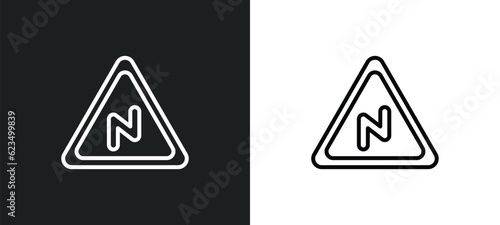 right reverse bend icon isolated in white and black colors. right reverse bend outline vector icon from traffic signs collection for web  mobile apps and ui.