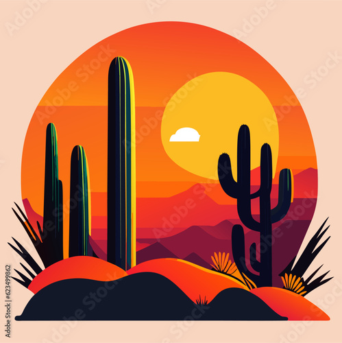 cactus and sun cartoon