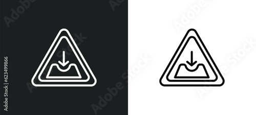 pothole icon isolated in white and black colors. pothole outline vector icon from traffic signs collection for web, mobile apps and ui.