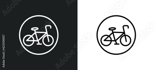 cycle lane icon isolated in white and black colors. cycle lane outline vector icon from traffic signs collection for web, mobile apps and ui.