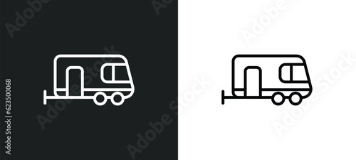 caravan icon isolated in white and black colors. caravan outline vector icon from traffic signs collection for web, mobile apps and ui.