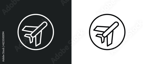 airport icon isolated in white and black colors. airport outline vector icon from traffic signs collection for web, mobile apps and ui.