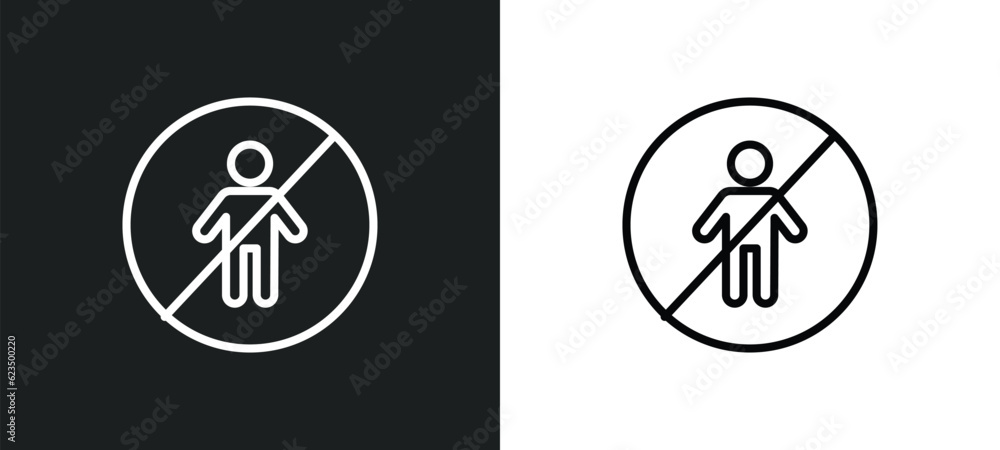 no children icon isolated in white and black colors. no children outline vector icon from traffic signs collection for web, mobile apps and ui. no children icon isolated in white and black colors. no children outline vector icon from traffic signs collection for web, mobile apps and ui.