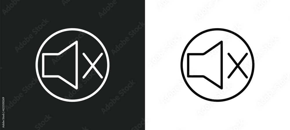 no sound icon isolated in white and black colors. no sound outline vector icon from traffic signs collection for web, mobile apps and ui. - obrazy, fototapety, plakaty 