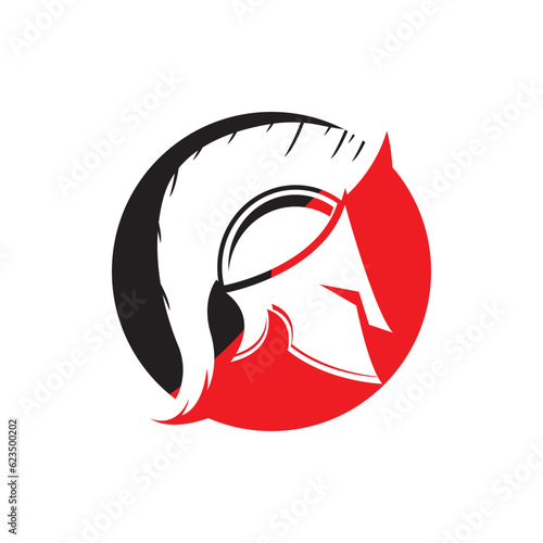 Knight helmet vector illustration for an icon, symbol or logo. knight flat logo gladiator