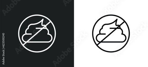 no pooping icon isolated in white and black colors. no pooping outline vector icon from traffic signs collection for web, mobile apps and ui.