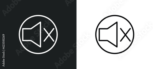 no sound icon isolated in white and black colors. no sound outline vector icon from traffic signs collection for web, mobile apps and ui.