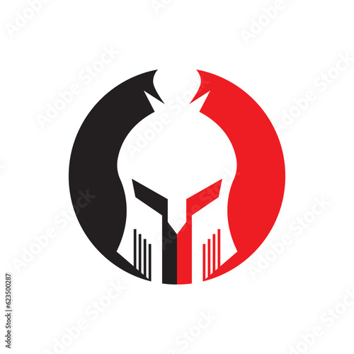 Knight helmet vector illustration for an icon, symbol or logo. knight flat logo gladiator