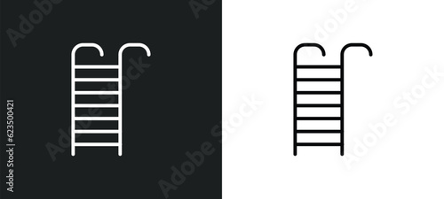 hanging ladder icon isolated in white and black colors. hanging ladder outline vector icon from tools and utensils collection for web, mobile apps and ui.