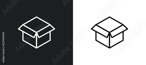 open black box icon isolated in white and black colors. open black box outline vector icon from tools and utensils collection for web, mobile apps and ui.