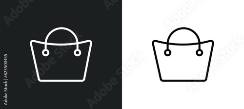 bag with big handle icon isolated in white and black colors. bag with big handle outline vector icon from tools and utensils collection for web, mobile apps and ui.